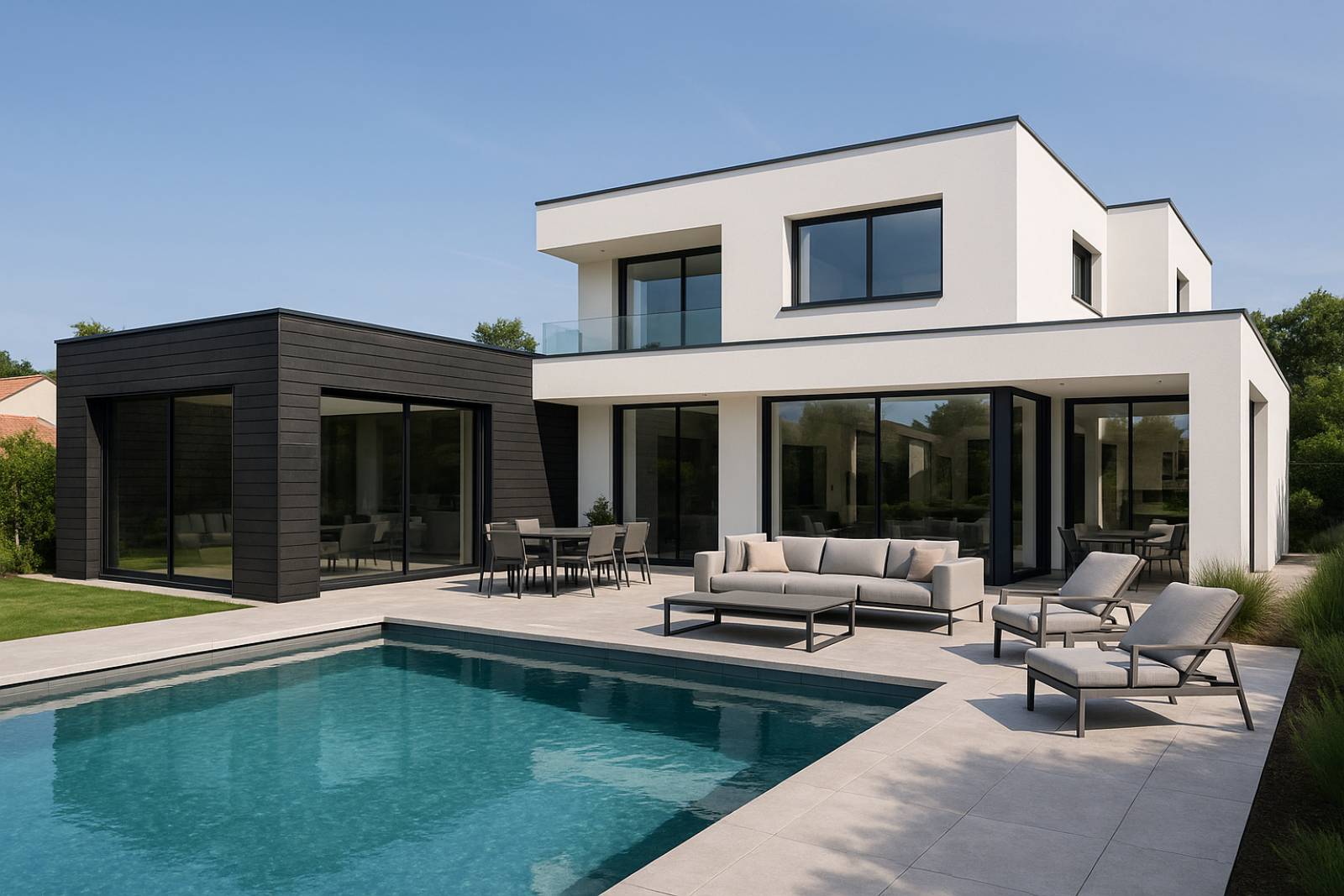 Maitre d'oeuvre à Lyon pour la construction d'une extension de maison contemporaine dans les Monts d'Or