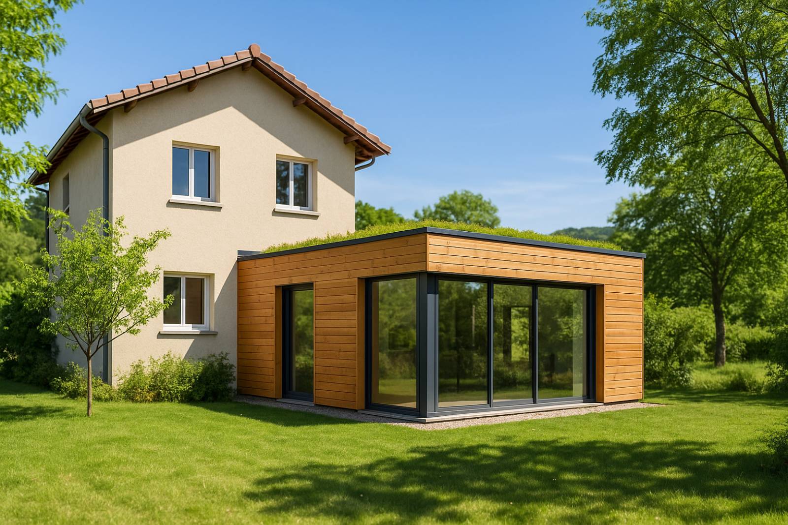 Construction d’extension à toit plat autour de Lyon (Rhône)