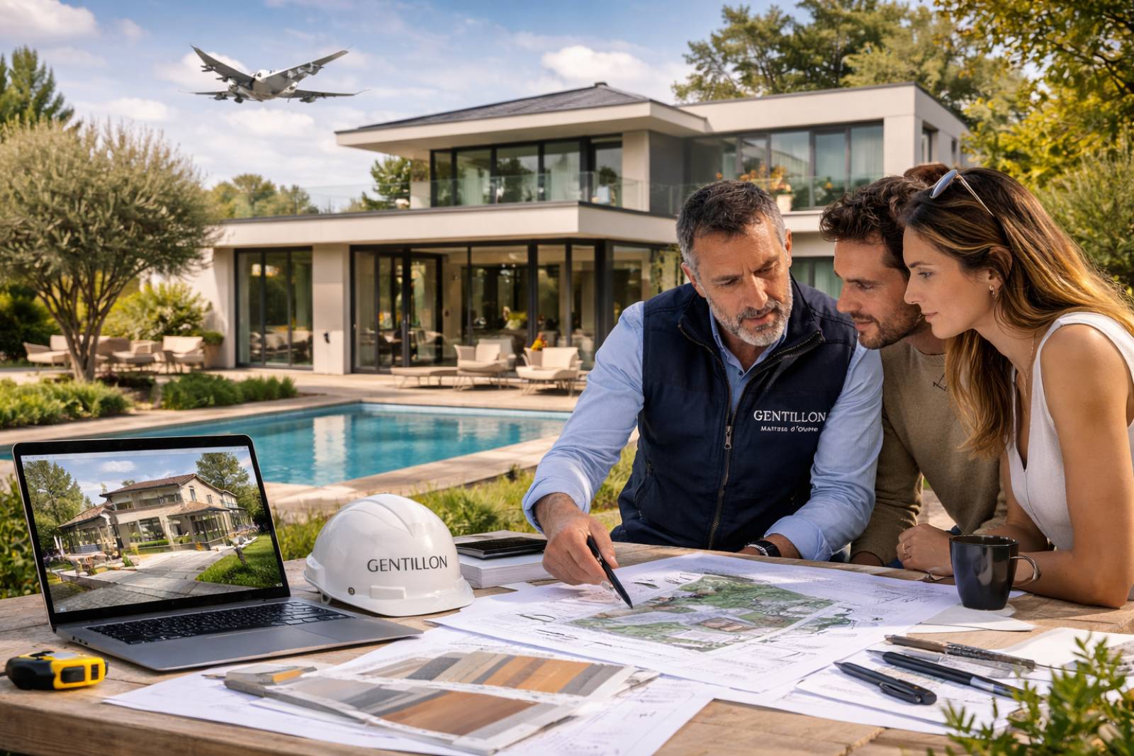 Construction d'une maison contemporaine vers l'aéroport Saint Exupéry près de Lyon