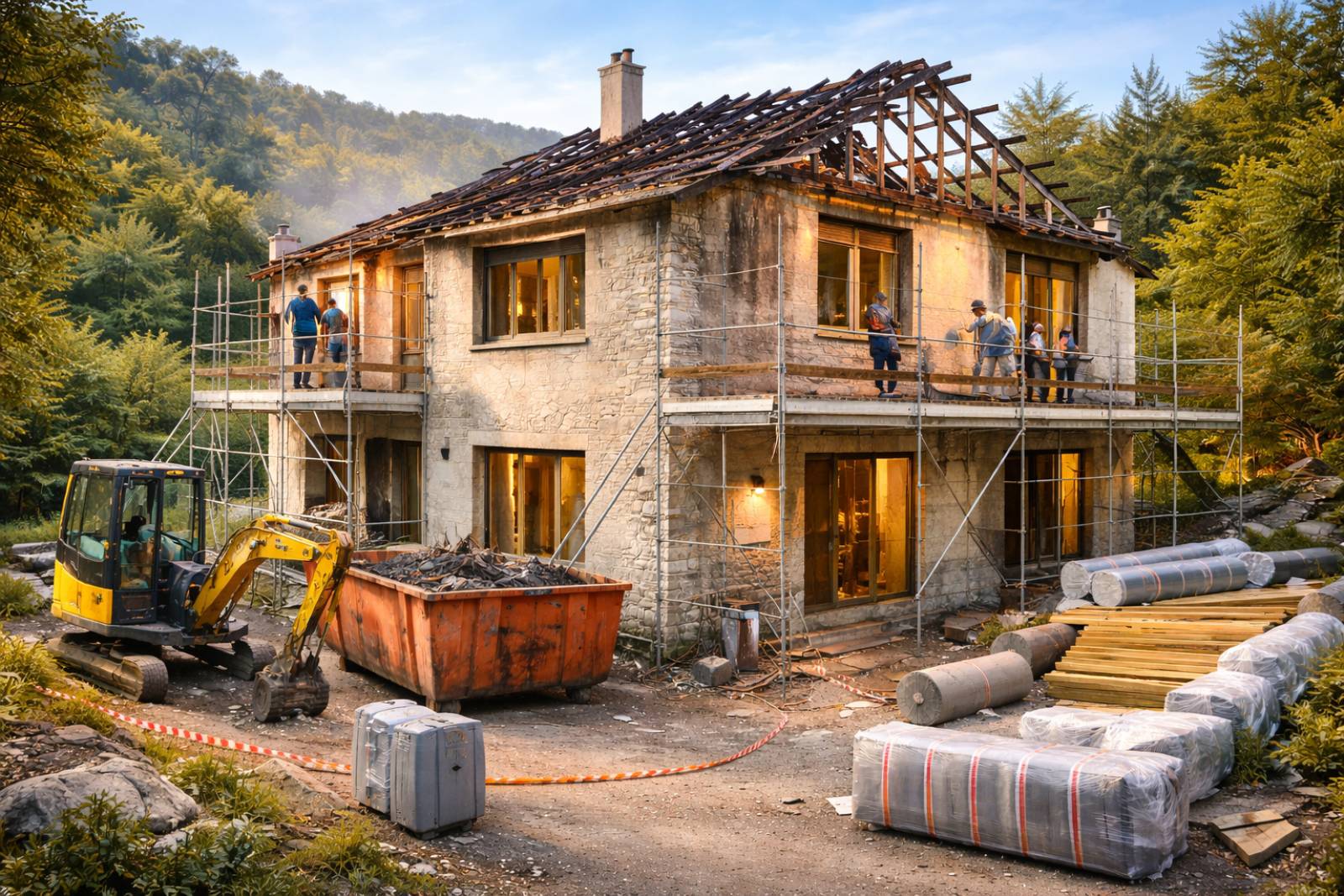Rénovation d'une maison après un incendie à Oullins